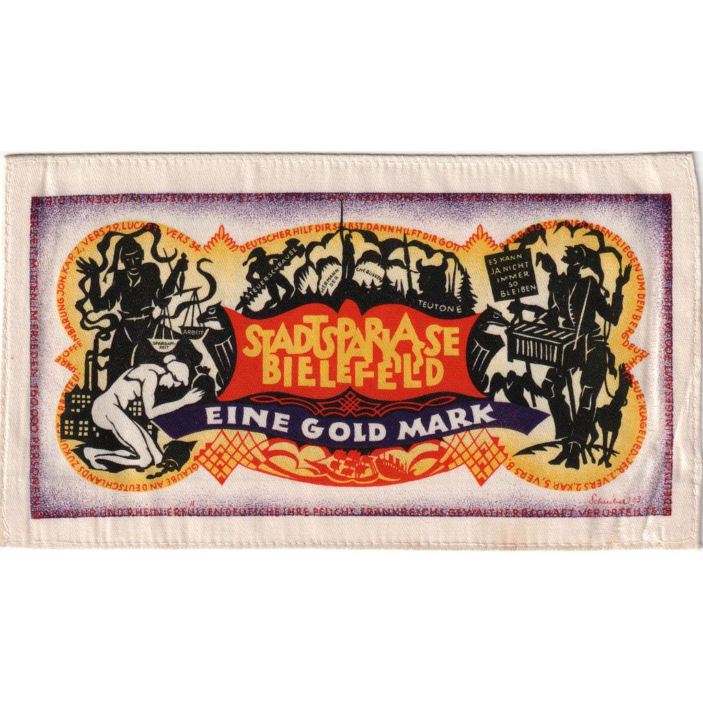 Deutschland, Bielefeld, 1 Goldmark, 1923-02-01, UNZ-, Seide, Grabowski:100a