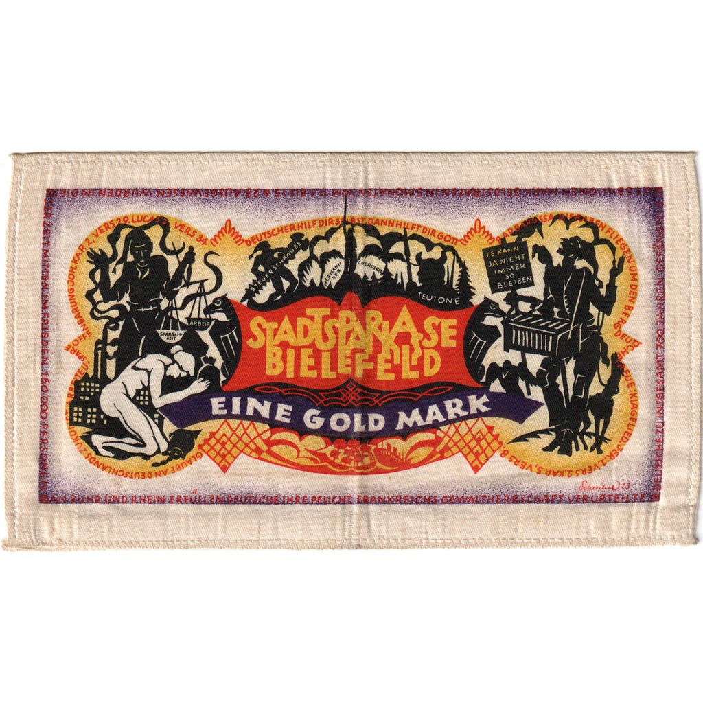 Allemagne, Bielefeld, 1 Goldmark, 1923-02-01, SUP, Soie, Grabowski:100a