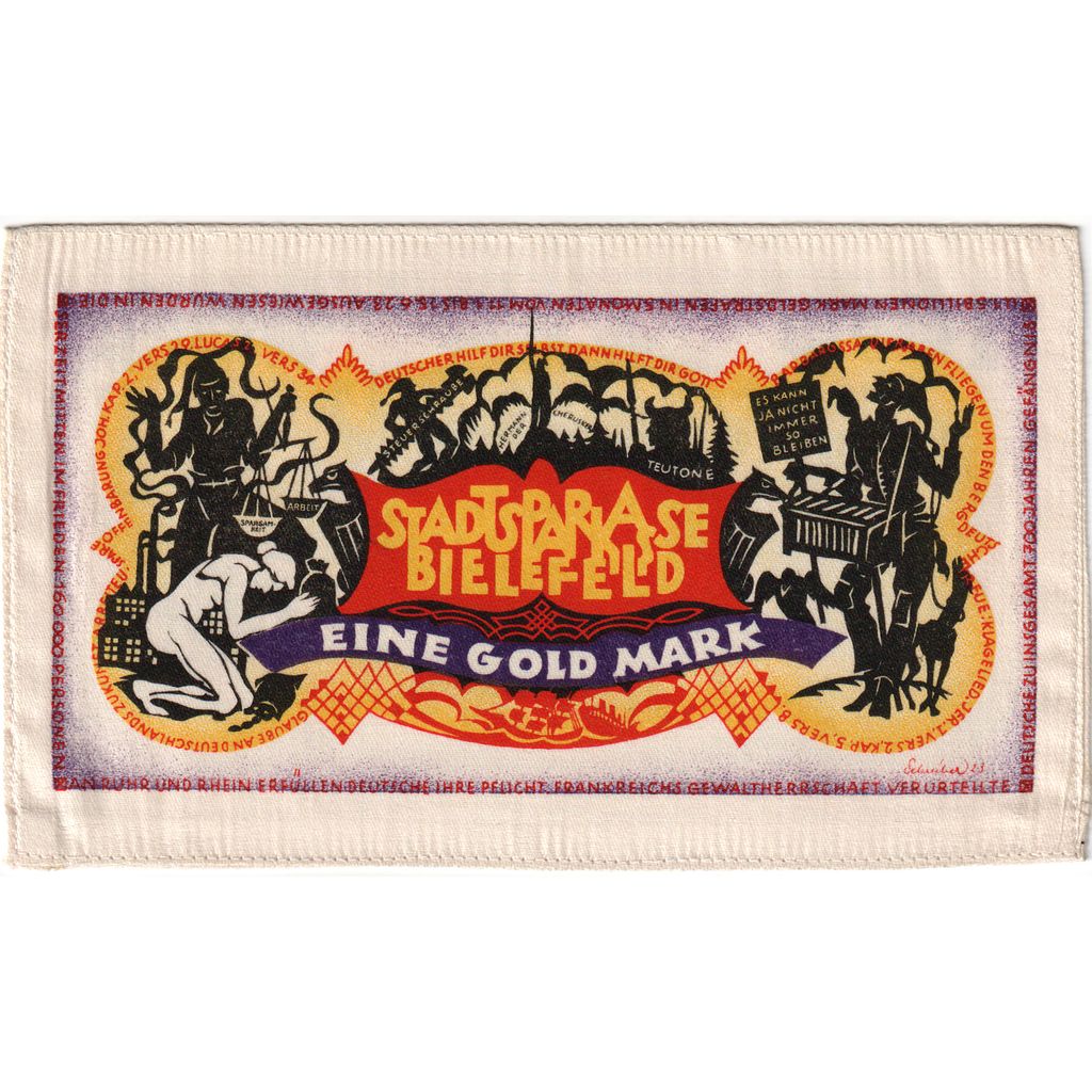 Deutschland, Bielefeld, 1 Goldmark, 1923-02-01, UNZ-, Seide, Grabowski:100b