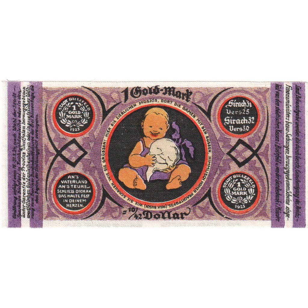 Germany, Bielefeld, 1 Goldmark, 1923-11-24, UNC(63), Linen, Grabowski:99