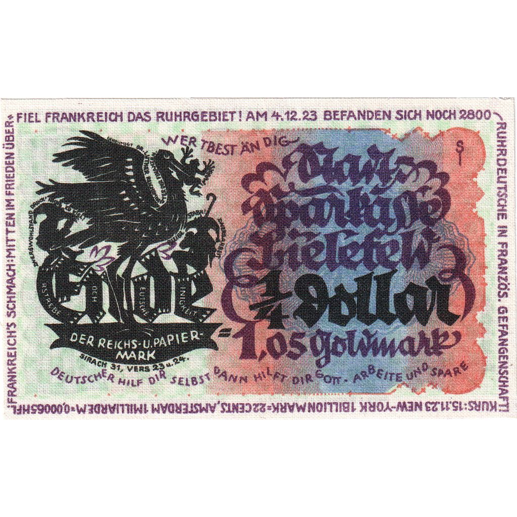 Germany, Bielefeld, 1.05 Goldmark, 1923-11-08, UNC(63), Linen, Grabowski:95
