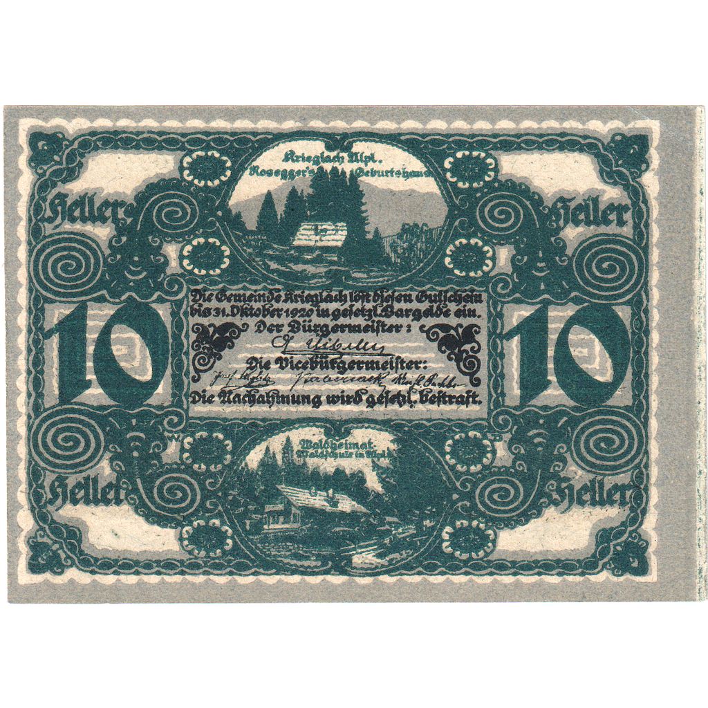 Austria, Krieglach, 10 Heller, 1920-10-31, UNC(63)