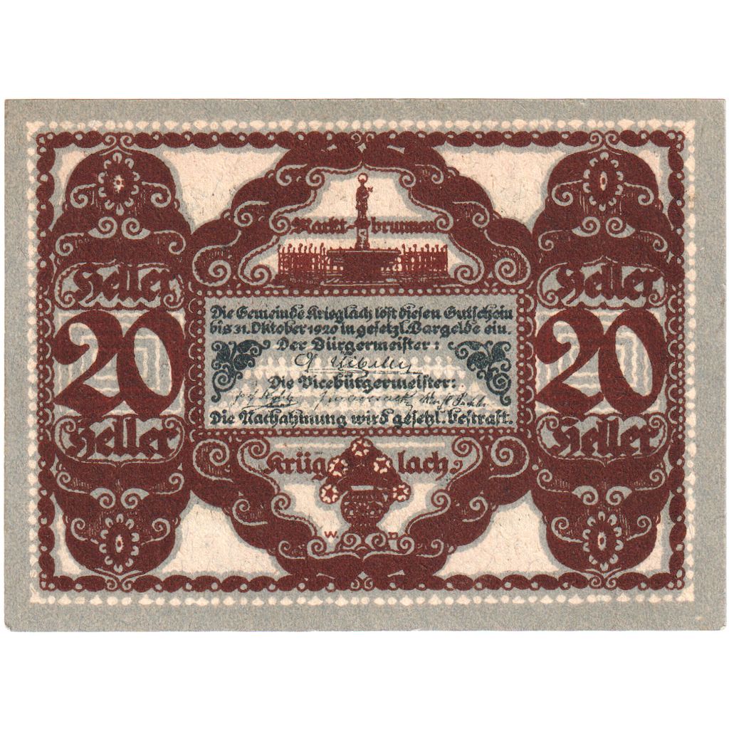 Österreich, Krieglach, 20 Heller, 1920-10-31, UNZ-