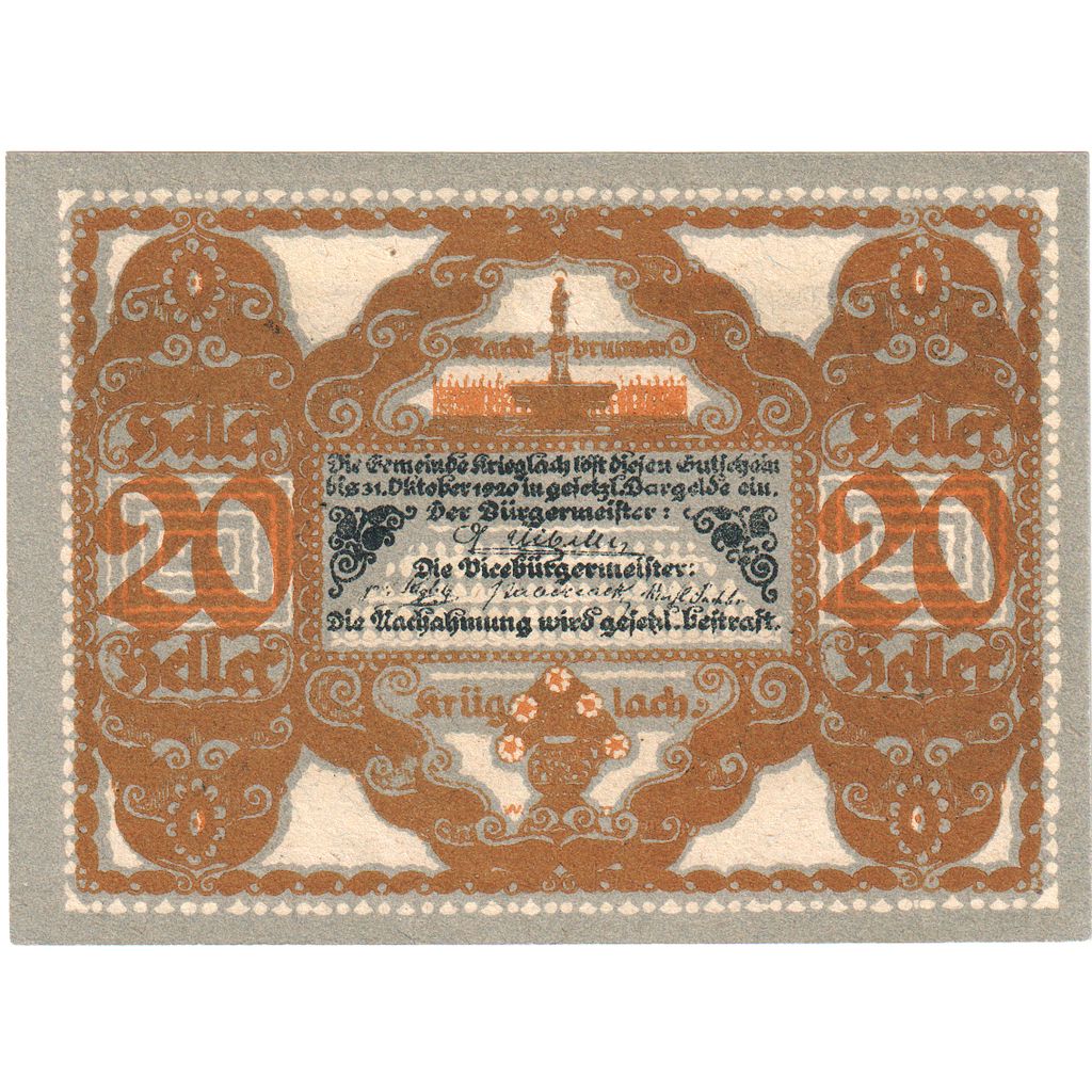 Austria, Krieglach, 20 Heller, 1920-10-31, UNC(63)