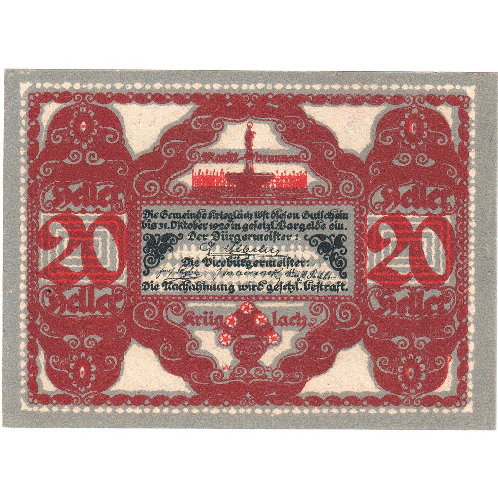 Österreich, Krieglach, 20 Heller, 1920-10-31, UNZ-