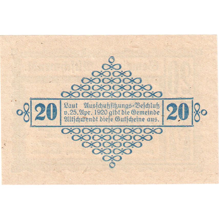 Austria, Altschwendt, 20 Heller, UNC(63)