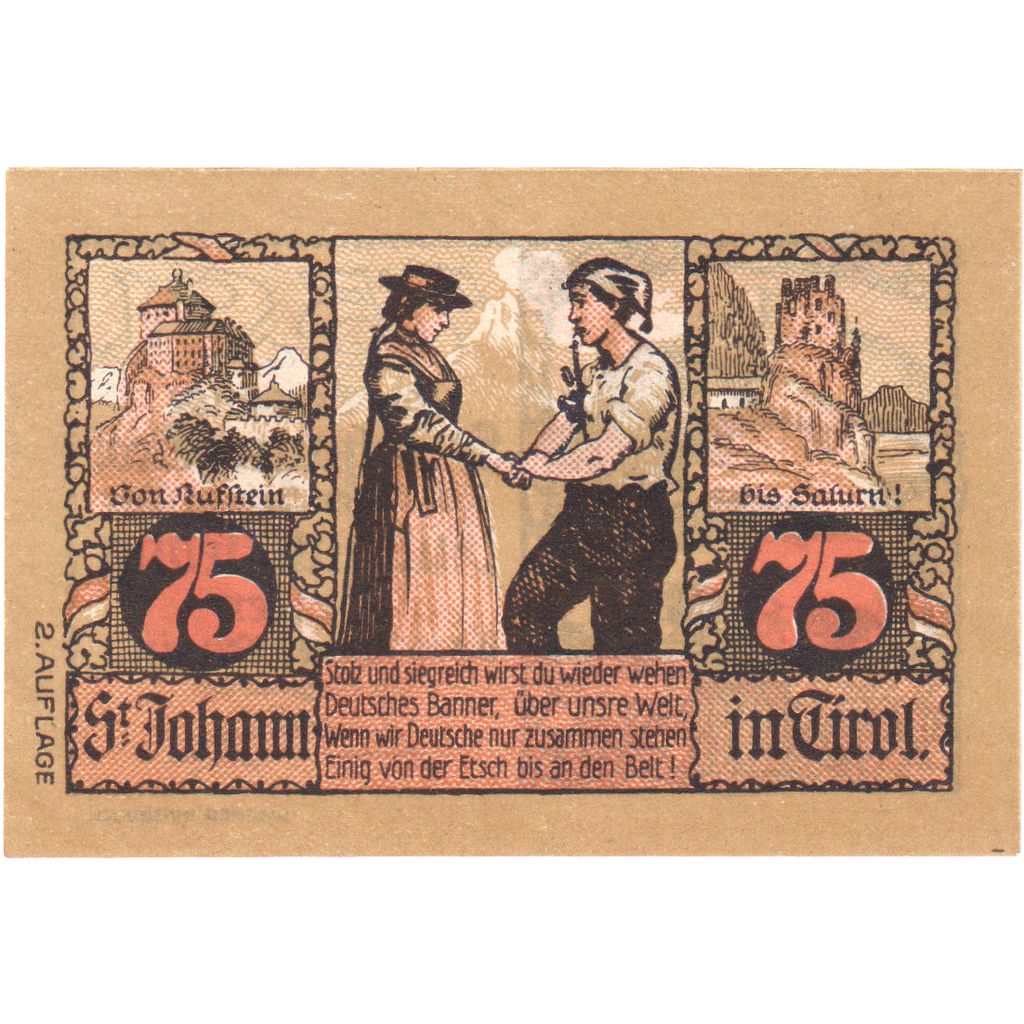 Österreich, St Johann in Tirol, 75 Heller, 1921-01-31, UNZ-