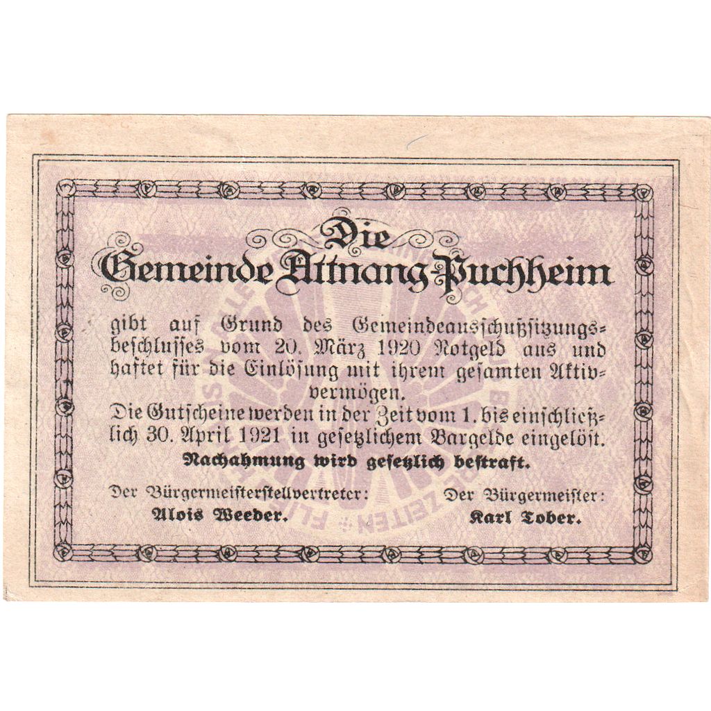 Österreich, Attnang-Puchheim, 50 Heller, 1921-04-30, UNZ-