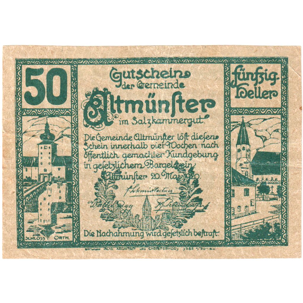 Österreich, Altmünster, 50 Heller, 1920-05-20, S