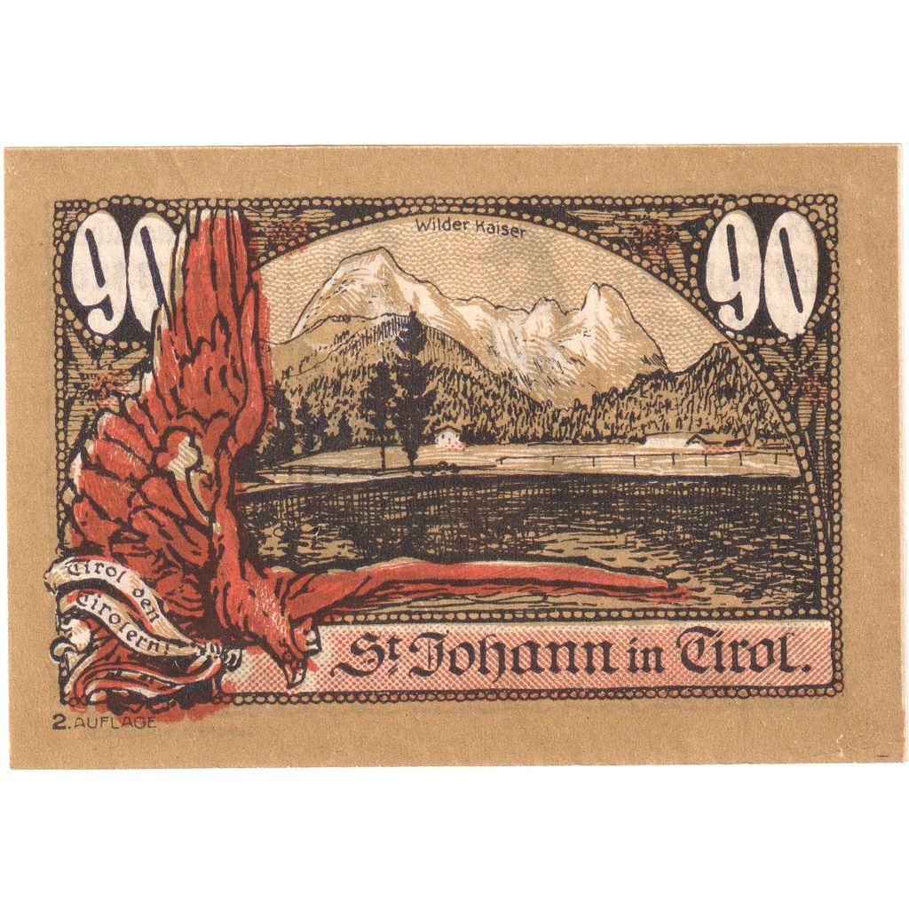 Österreich, St Johann in Tirol, 90 Heller, 1921-01-31, UNZ-