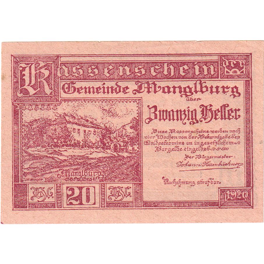 Österreich, Manglburg, 20 Heller, 1920-04-24, UNZ-