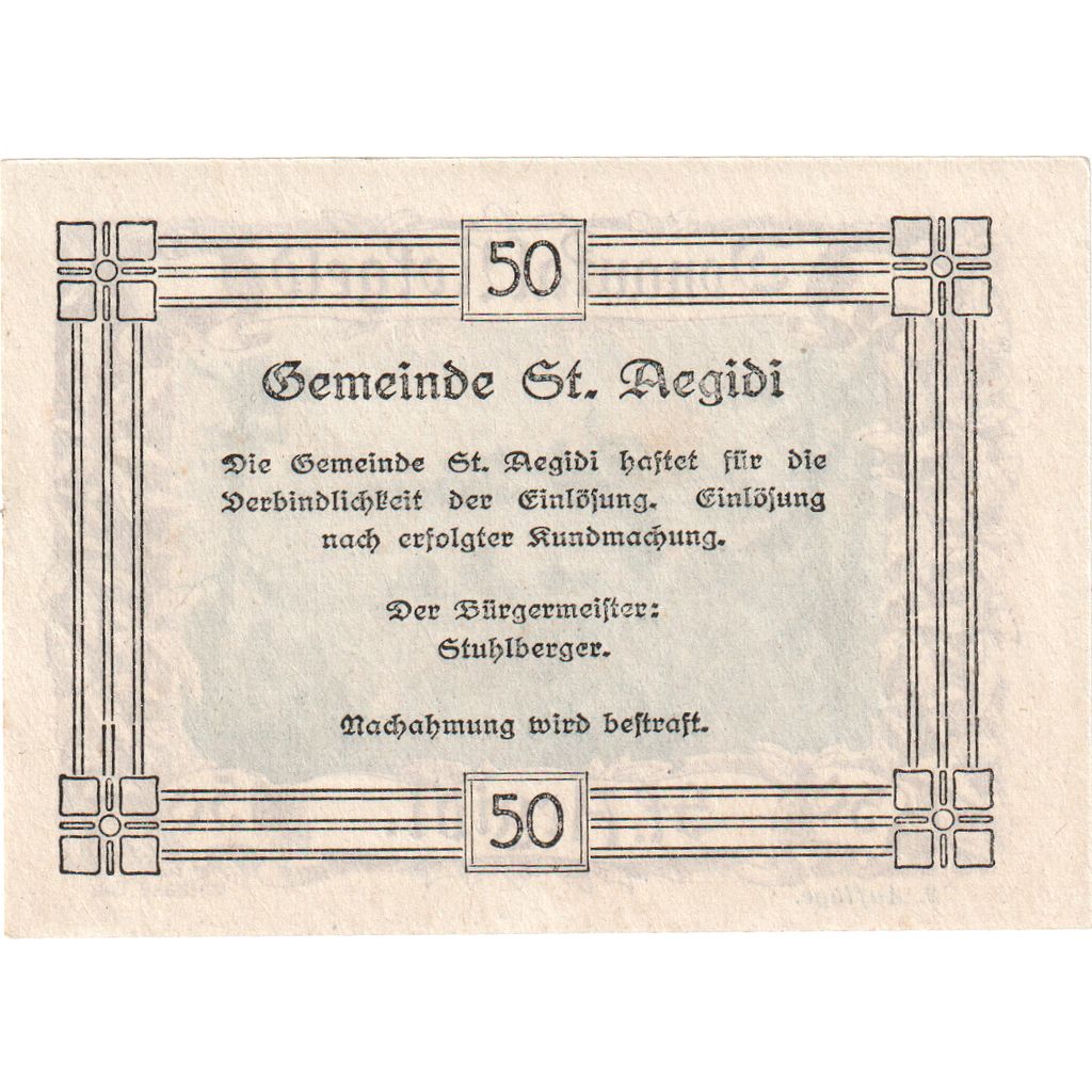 Österreich, St Aegidi, 50 Heller, UNZ-