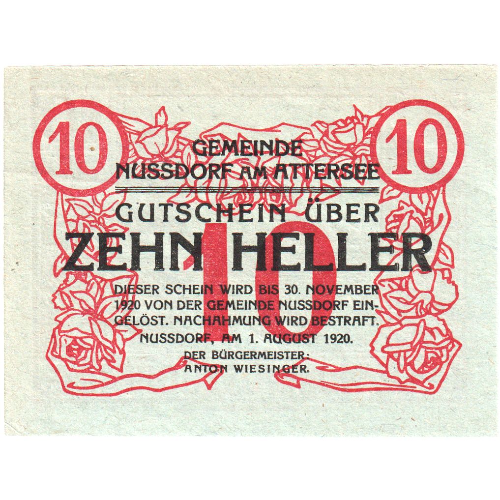 Österreich, Nussdorf, 10 Heller, 1920-11-30, UNZ-