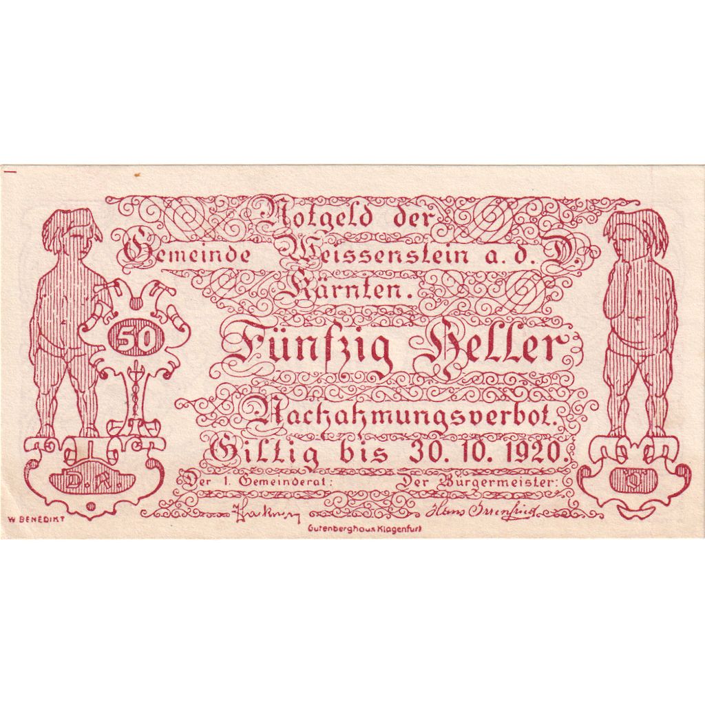 Österreich, Weissenstein, 50 Heller, 1920-10-30, UNZ-