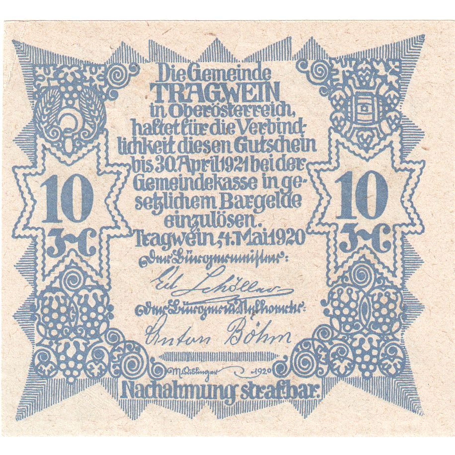 Österreich, Tragwein, 10 Heller, 1921-04-30, UNZ-