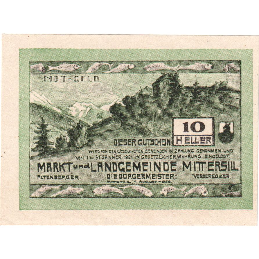 Austria, Mittersill, 10 Heller, 1920-01-31, UNC(63)