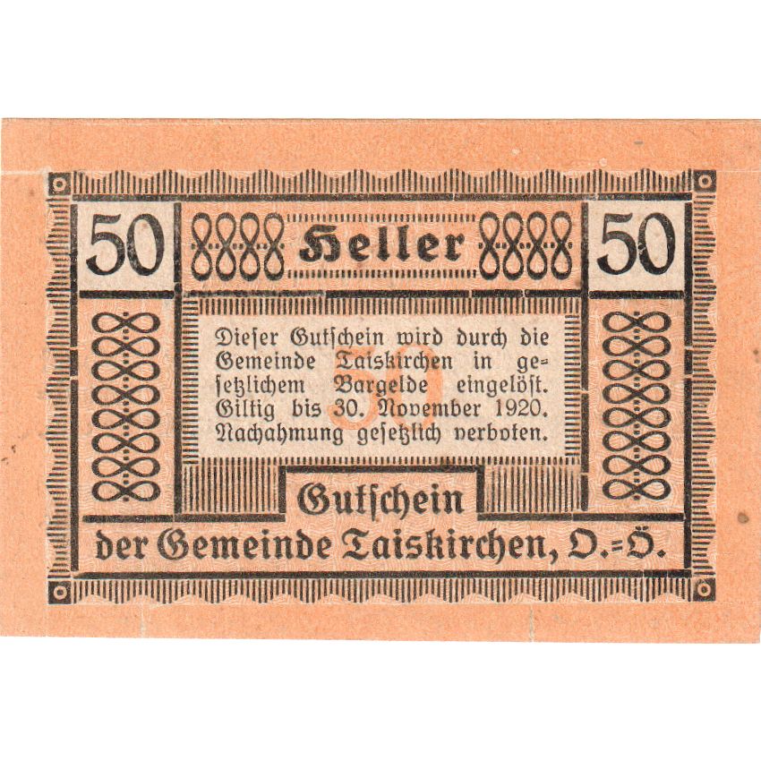 Österreich, Taiskirchen, 50 Heller, 1920-11-30, UNZ-