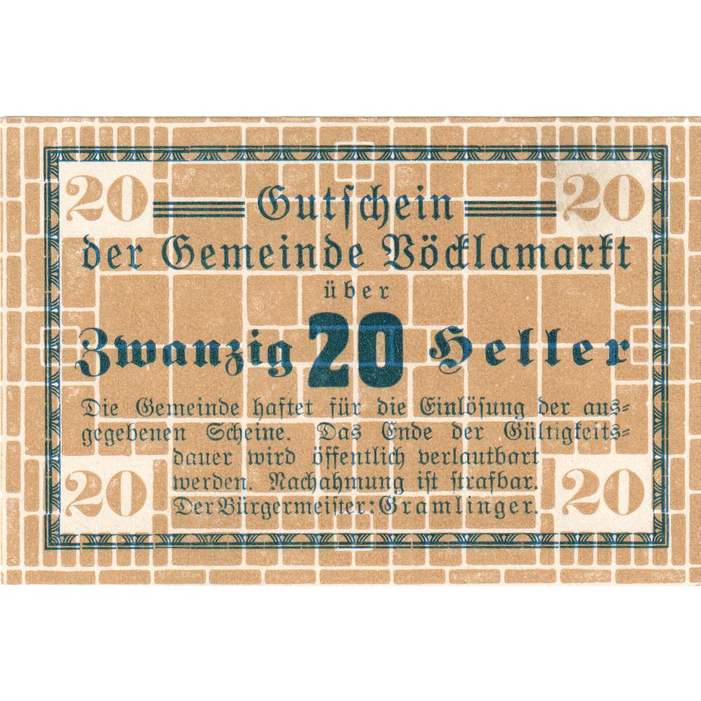 Austria, Bodlamarkt, 20 Heller, UNC(63)