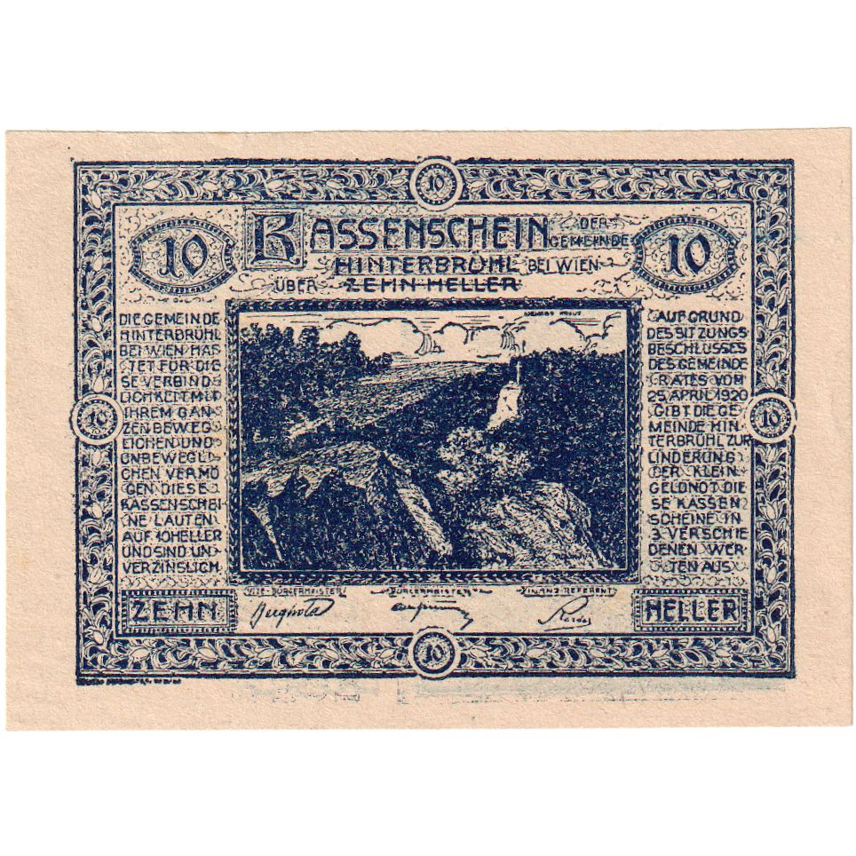 Austria, Hinterbrühl, 10 Heller, 1920-07-31, UNC(63)
