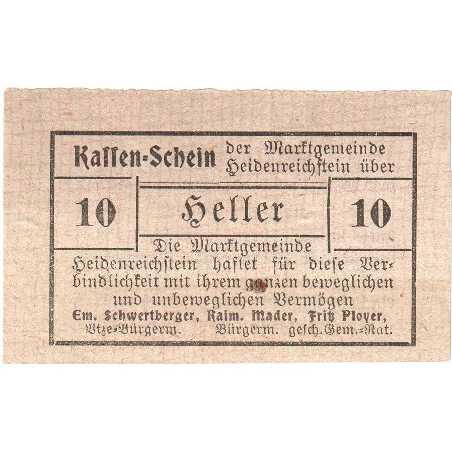 Österreich, Heidenreichstein, 10 Heller, 1921-03-01, UNZ-