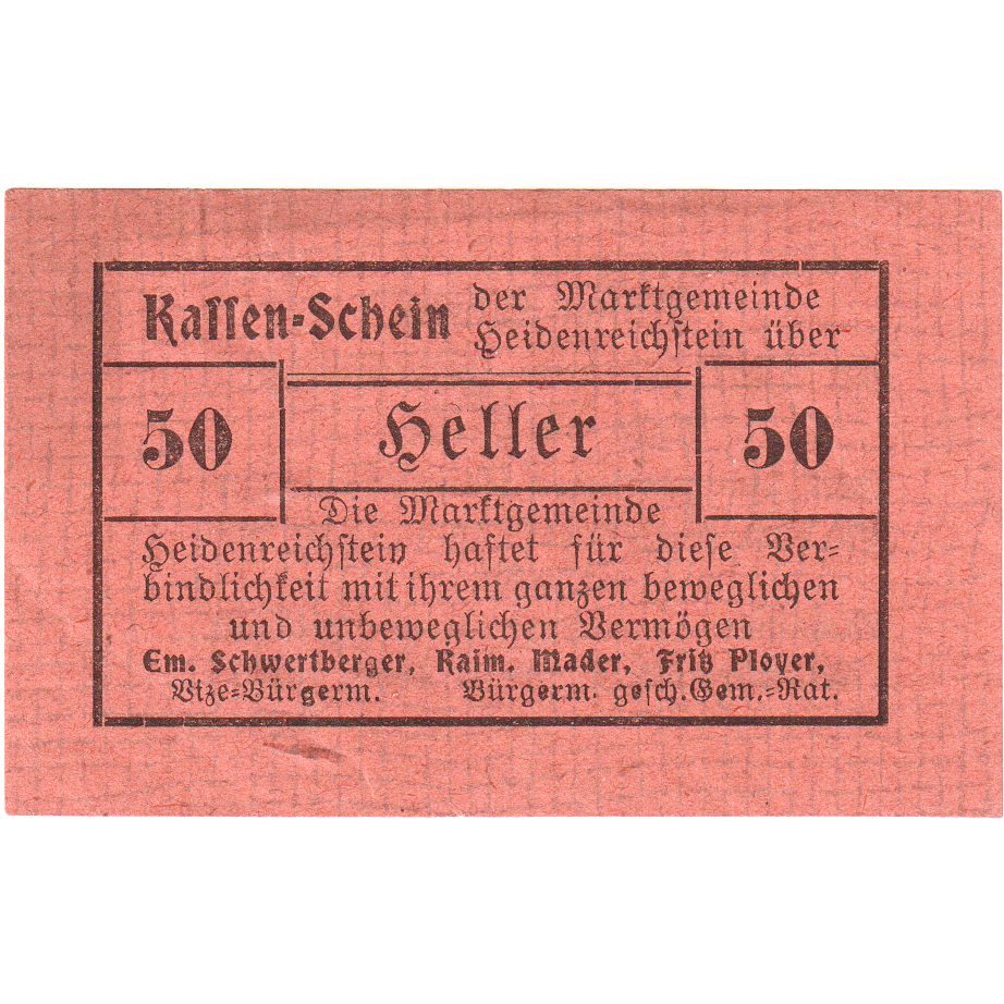 Austria, Heidenreichstein, 50 Heller, 1921-03-01, UNC(63)