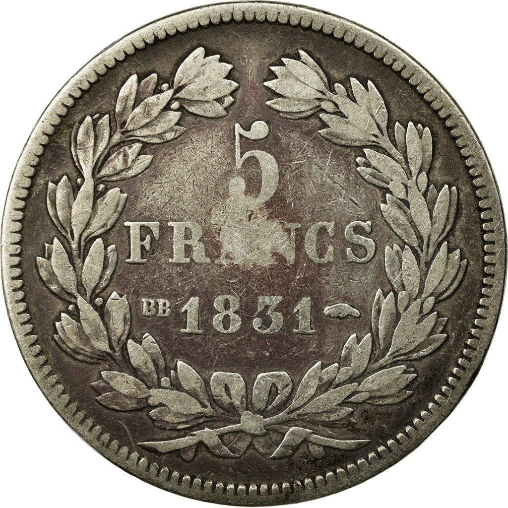 Monnaie, France, Louis-Philippe, 5 Francs, 1831, Strasbourg, TB, Argent
