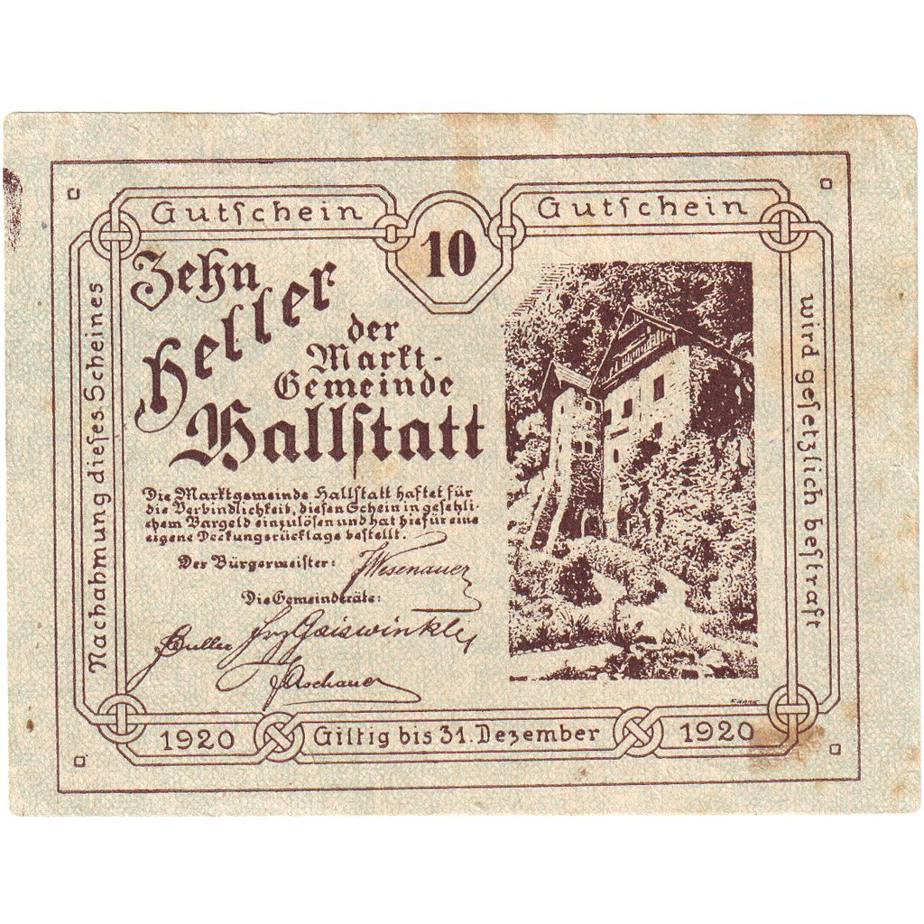 Österreich, Hallstatt, 10 Heller, 1920-12-31, SS