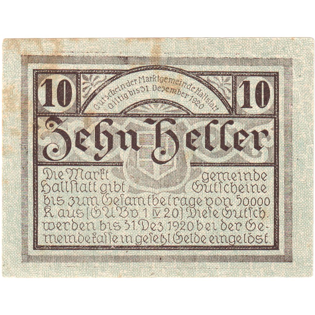 Österreich, Hallstatt, 10 Heller, 1920-12-31, SS
