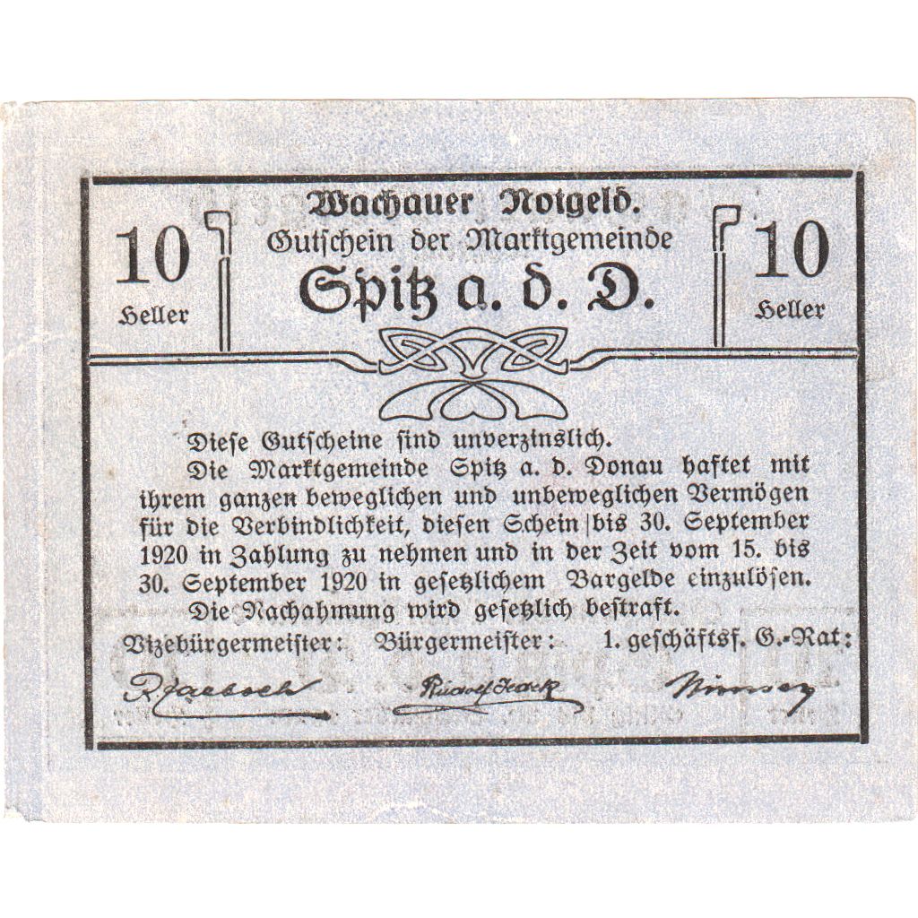 Österreich, Spitz an der Donau, 10 Heller, 1920-09-30, UNZ-