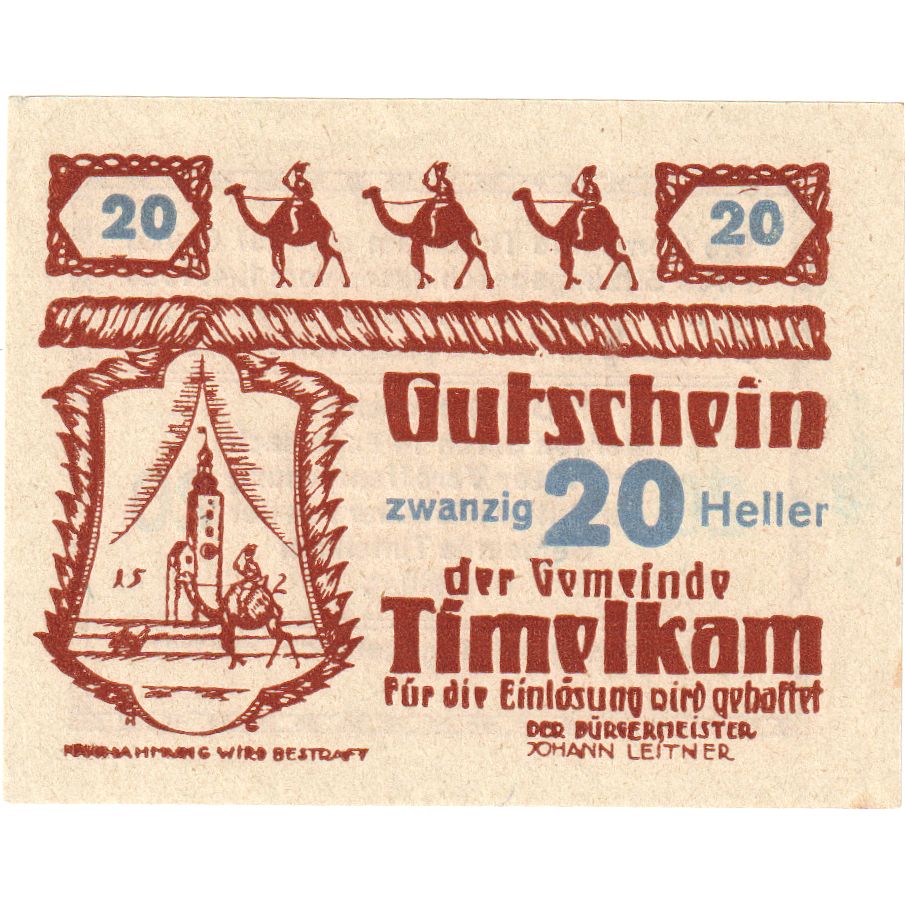 Österreich, Timelkam, 20 Heller, UNZ-