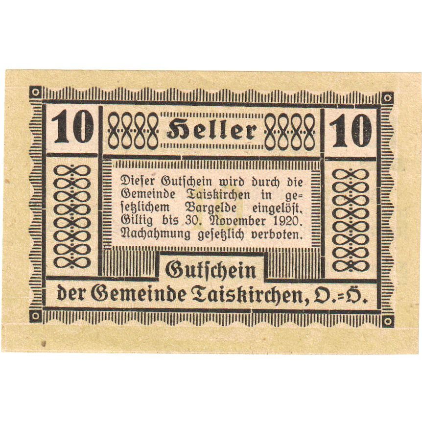 Österreich, Taiskirchen, 10 Heller, 1920-11-30, UNZ-