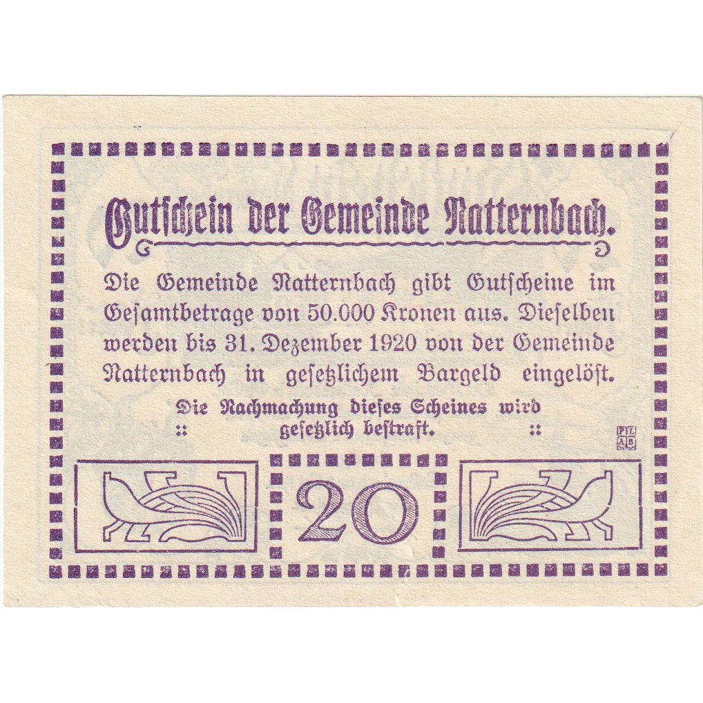Austria, Natternbach, 20 Heller, 1920-12-31, UNC(63)