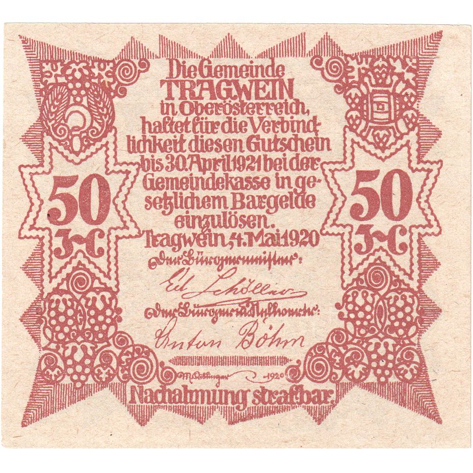 Österreich, Tragwein, 50 Heller, 1921-04-30, UNZ-