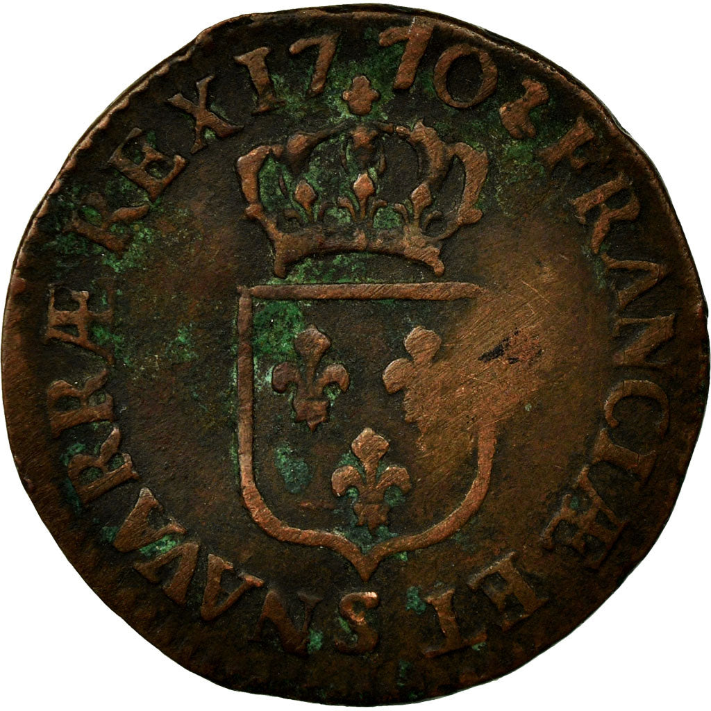 Coin, France, Louis XV, Demi sol à la vieille tête, 1/2 Sol, 1770, Reims