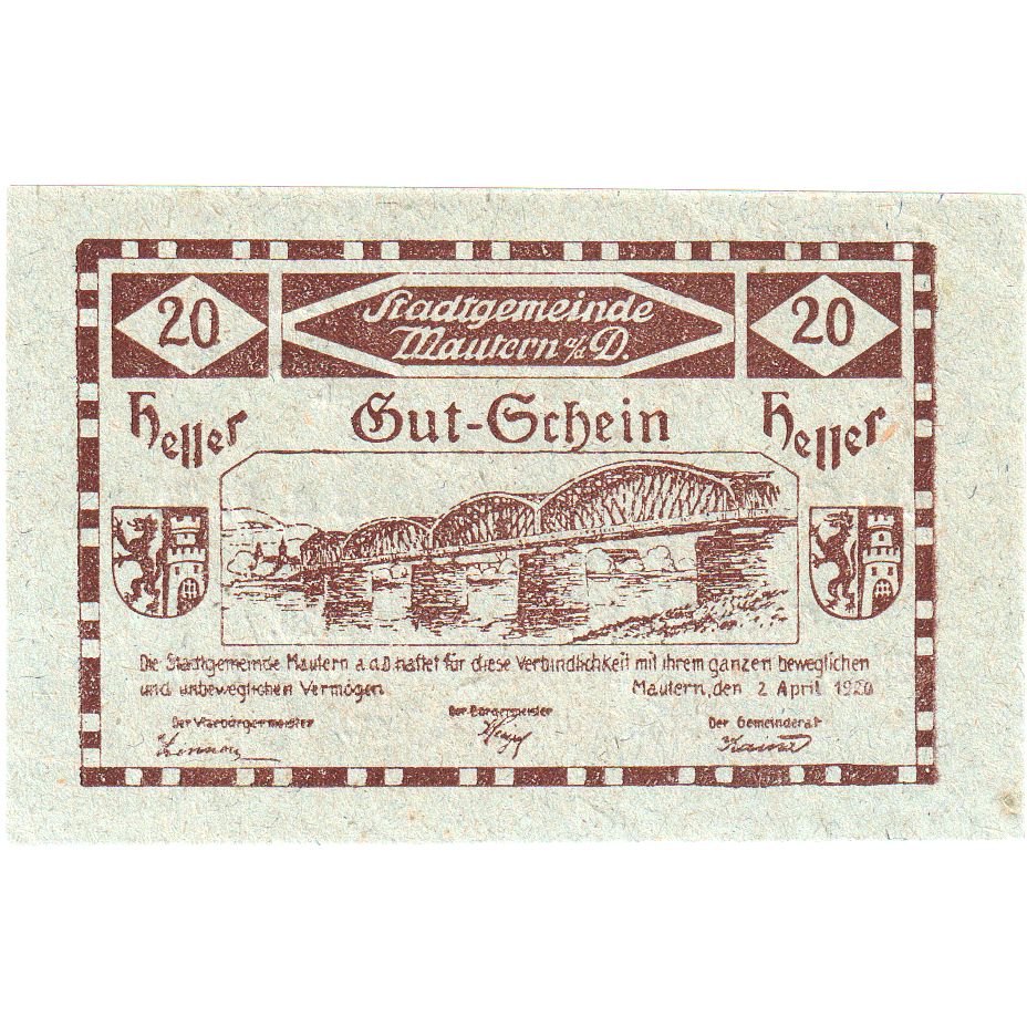 Austria, Mautern, 20 Heller, 1920-12-31, UNC(63)
