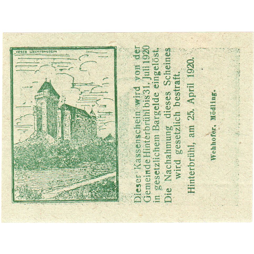 Österreich, Hinterbrühl, 20 Heller, 1920-04-25, UNZ-