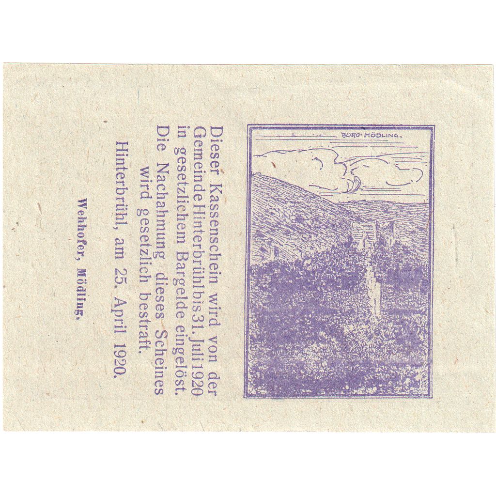 Österreich, Hinterbrühl, 50 Heller, 1920-04-25, UNZ-