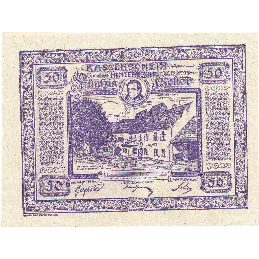 Österreich, Hinterbrühl, 50 Heller, 1920-04-25, UNZ-