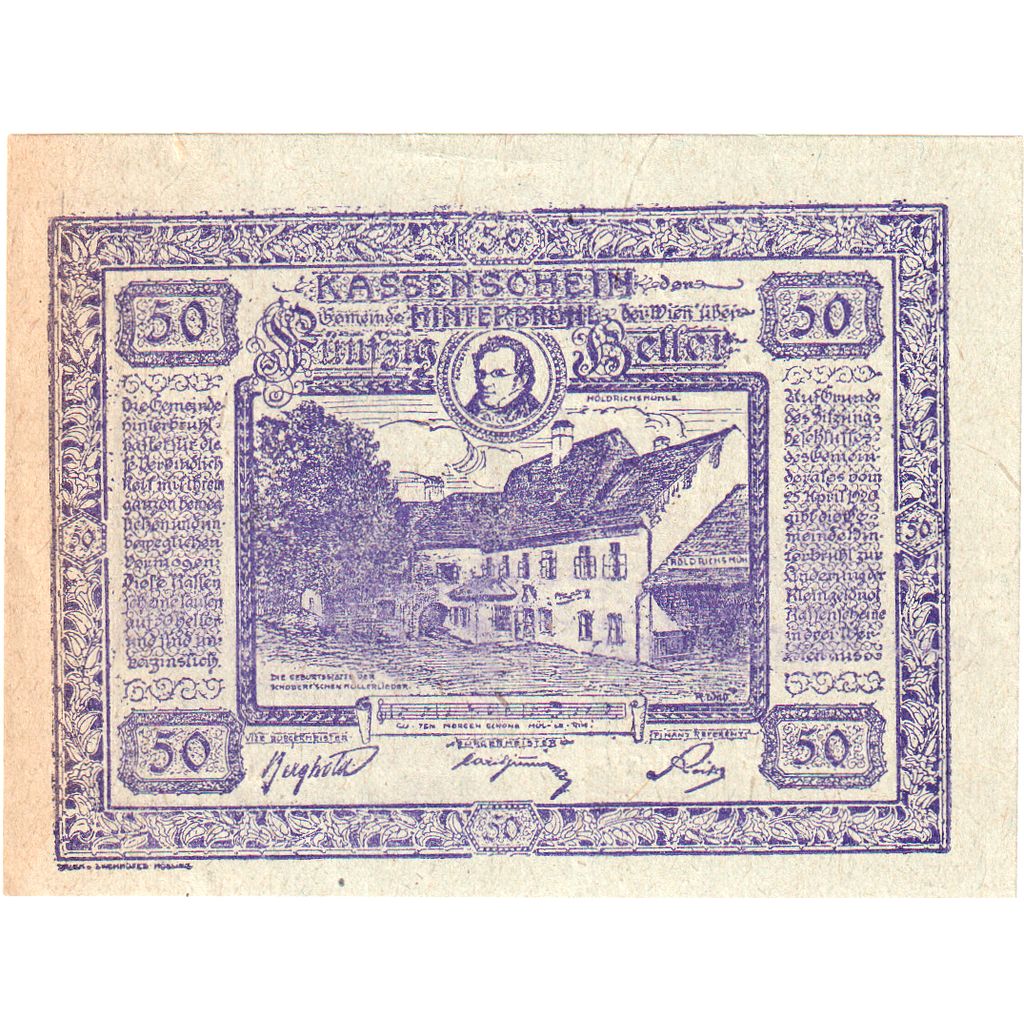 Österreich, Hinterbrühl, 50 Heller, 1920-04-25, UNZ-