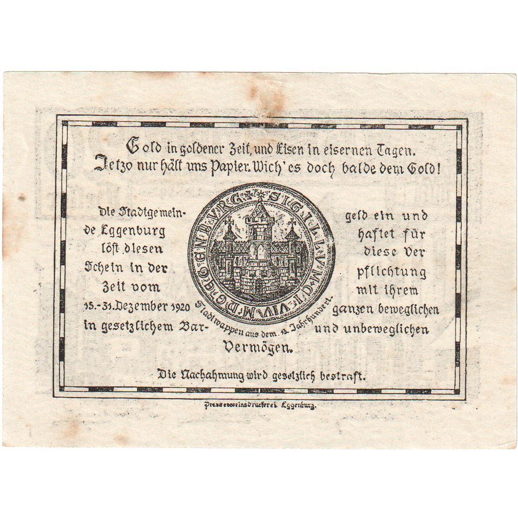 Austria, Eggenburg, 20 Heller, 1920-12-31, EF(40-45)