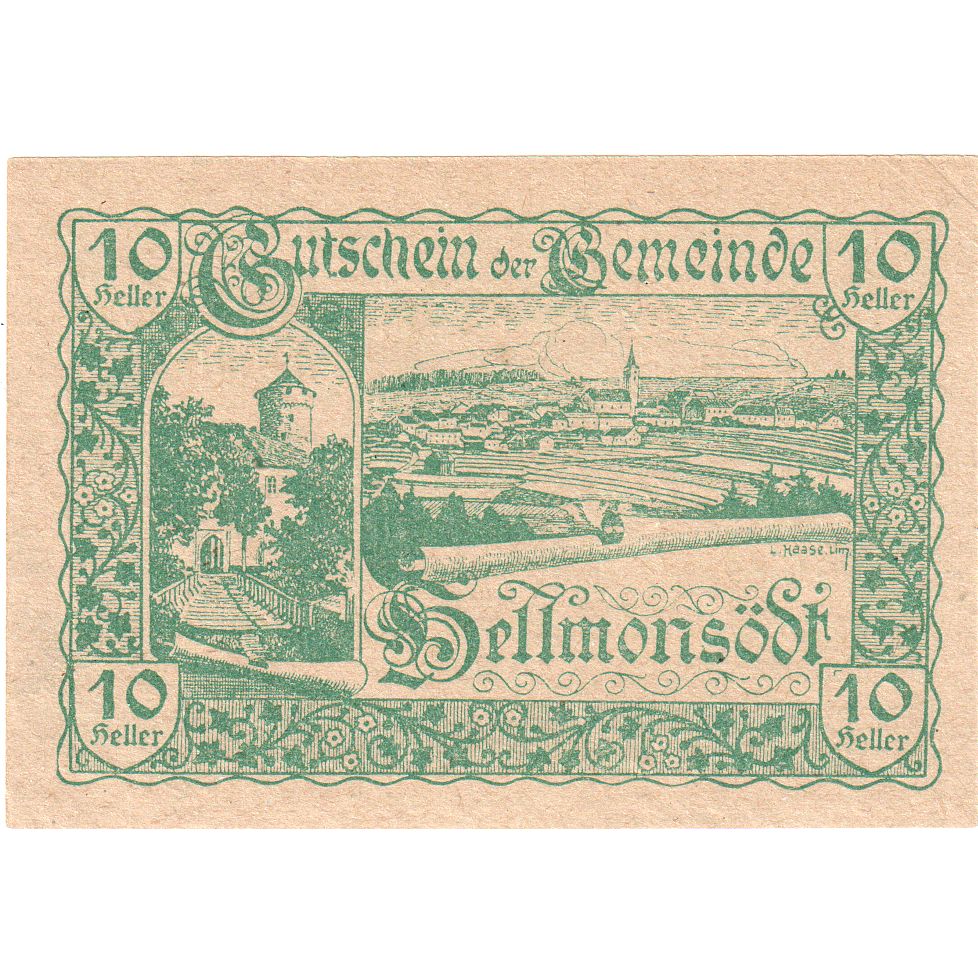 Austria, Hellmonsodt, 10 Heller, UNC(63)