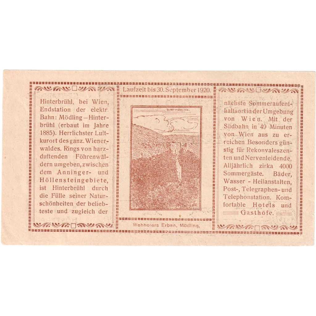 Österreich, Hinterbrühl, 80 Heller, 1920-09-30, UNZ-