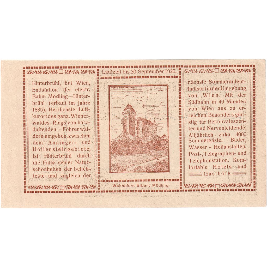 Österreich, Hinterbrühl, 80 Heller, 1920-09-30, UNZ-