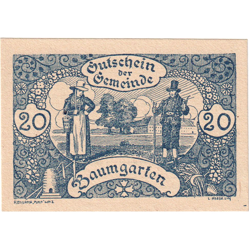 Austria, Baumgarten, 20 Heller, 1921-02-28, UNC(63)