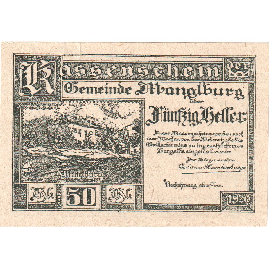 Austria, Manglburg, 50 Heller, UNC(63)