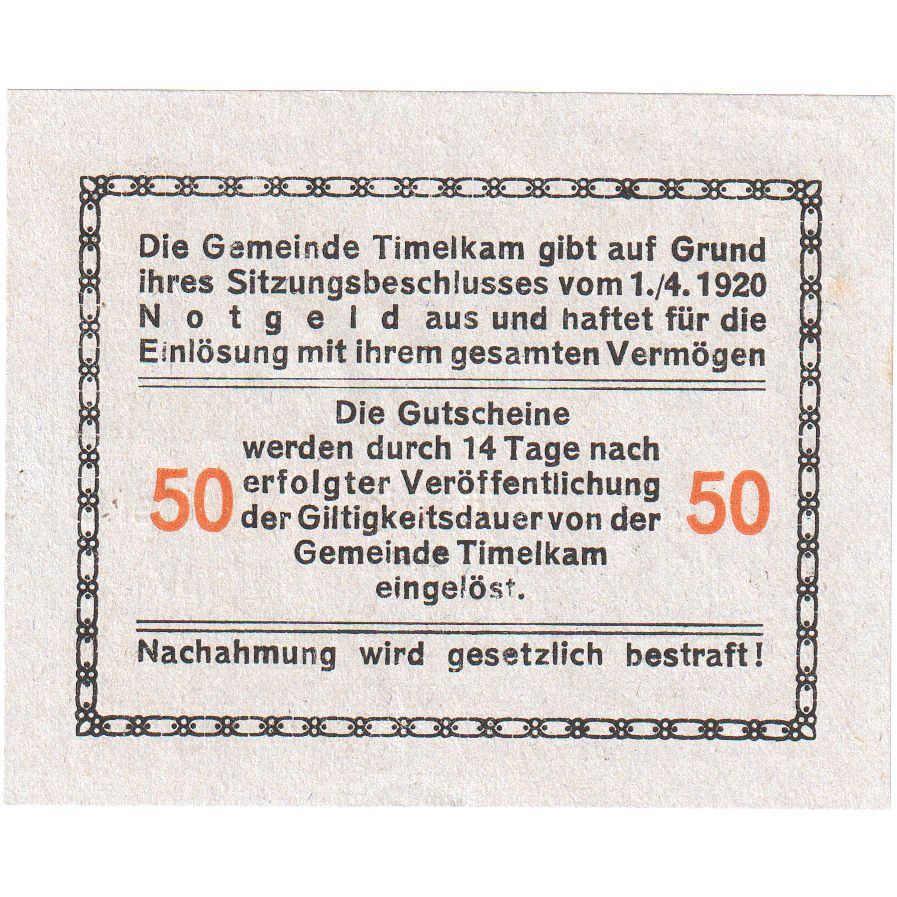 Österreich, Timelkam, 50 Heller, UNZ-