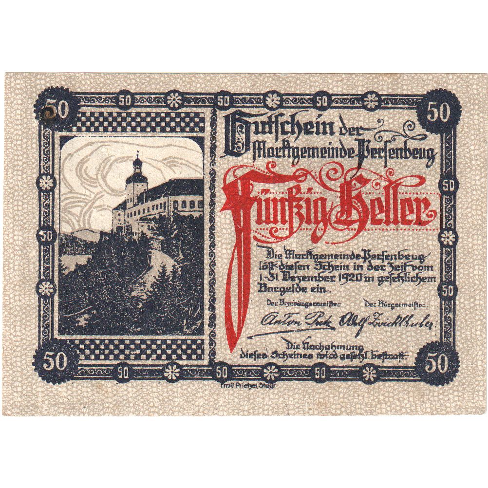 Österreich, Persenbeug, 50 Heller, 1920-12-31, UNZ-