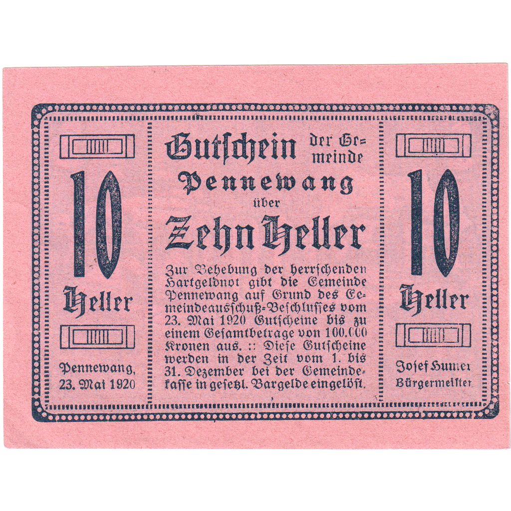 Österreich, Pennewang, 10 Heller, 1920-05-23, UNZ-