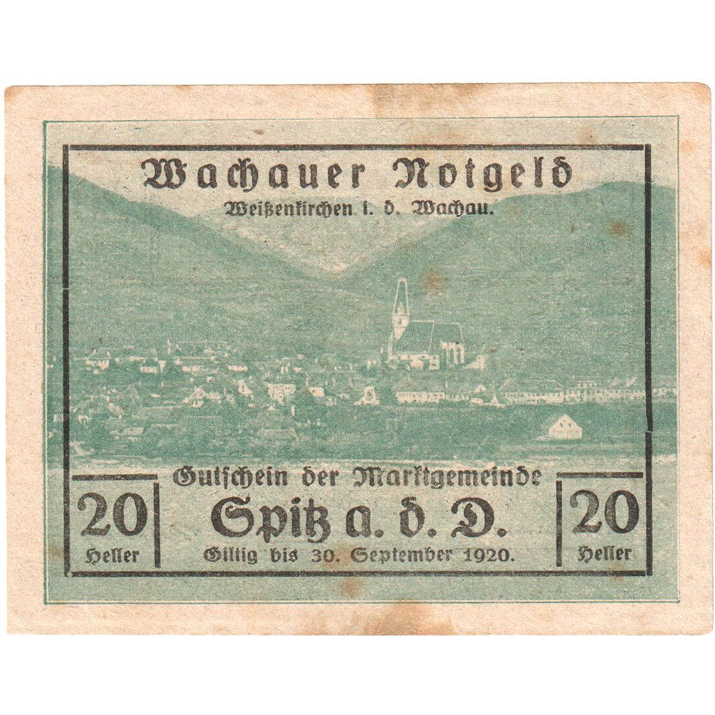 Österreich, Spitz an der Donau, 20 Heller, 1920-12-30, S