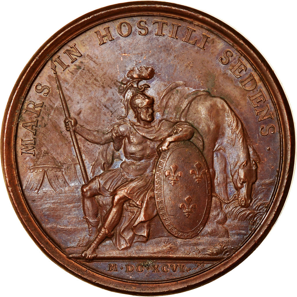 France, Medal, Louis XIV, Campaign of 1696, 1696, Copper, Mauger, AU(55-58)